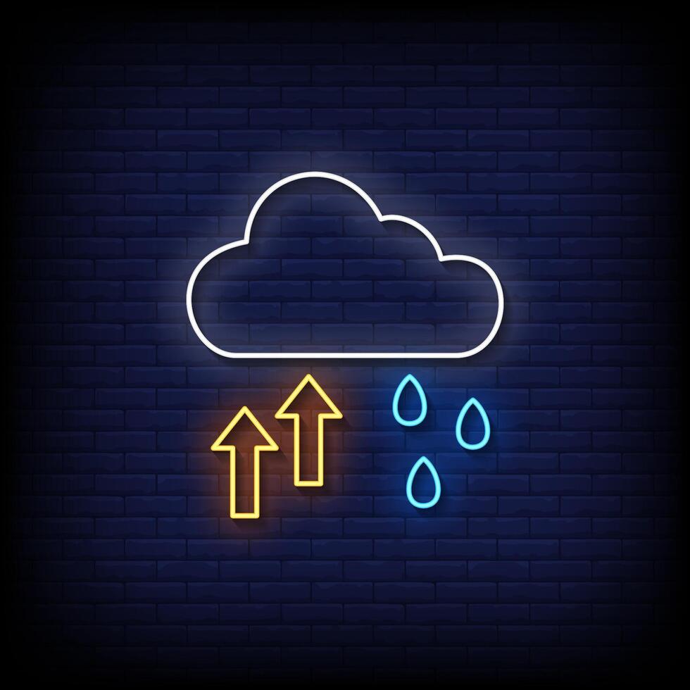 symbol icon cloud precipitation evaporation neon sign with brick wall background vector