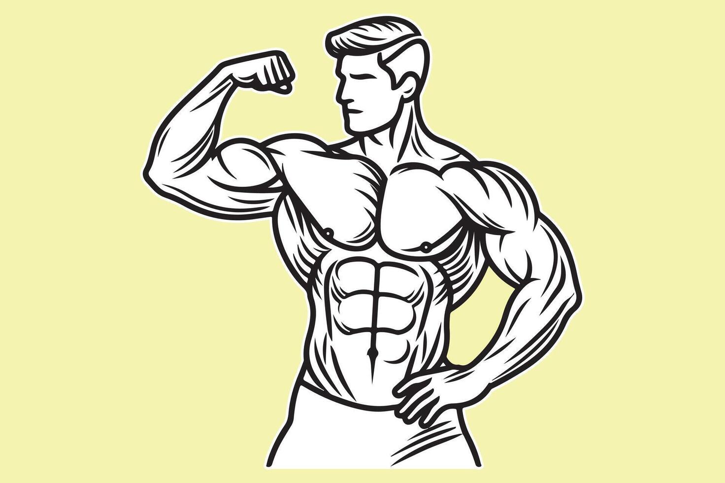 A man with a muscular body showing his muscles vector
