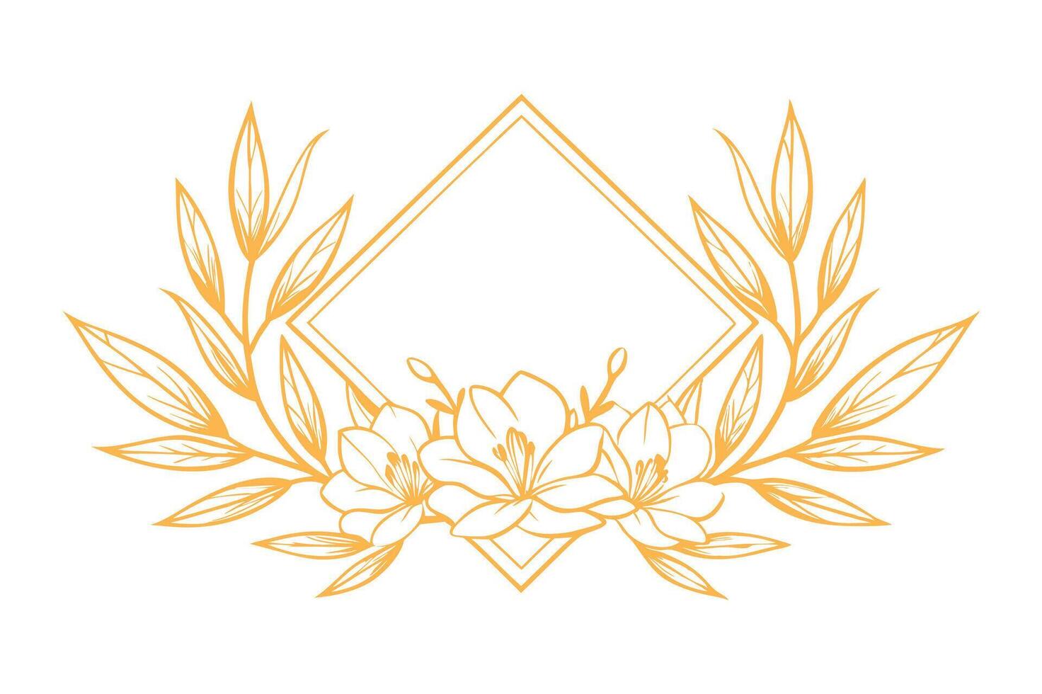 A floral wreath with leaves and flowers in a square vector