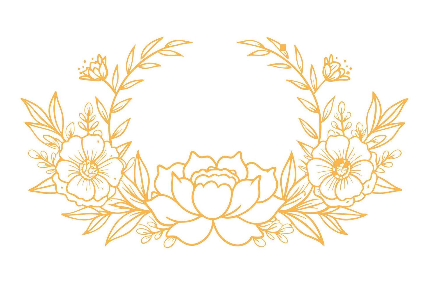 A floral wreath with leaves and flowers vector
