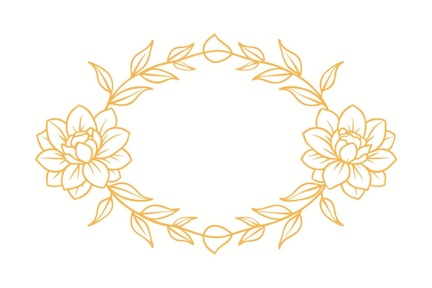A flower wreath in orange on a white background vector