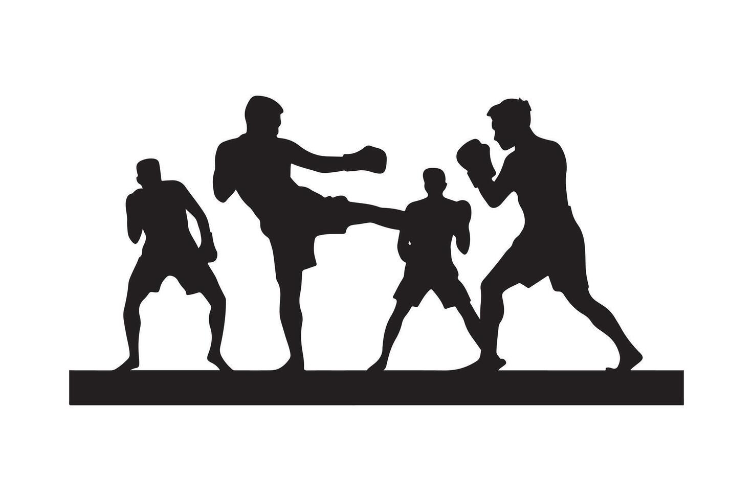 Silhouette of a group of people in boxing stance vector
