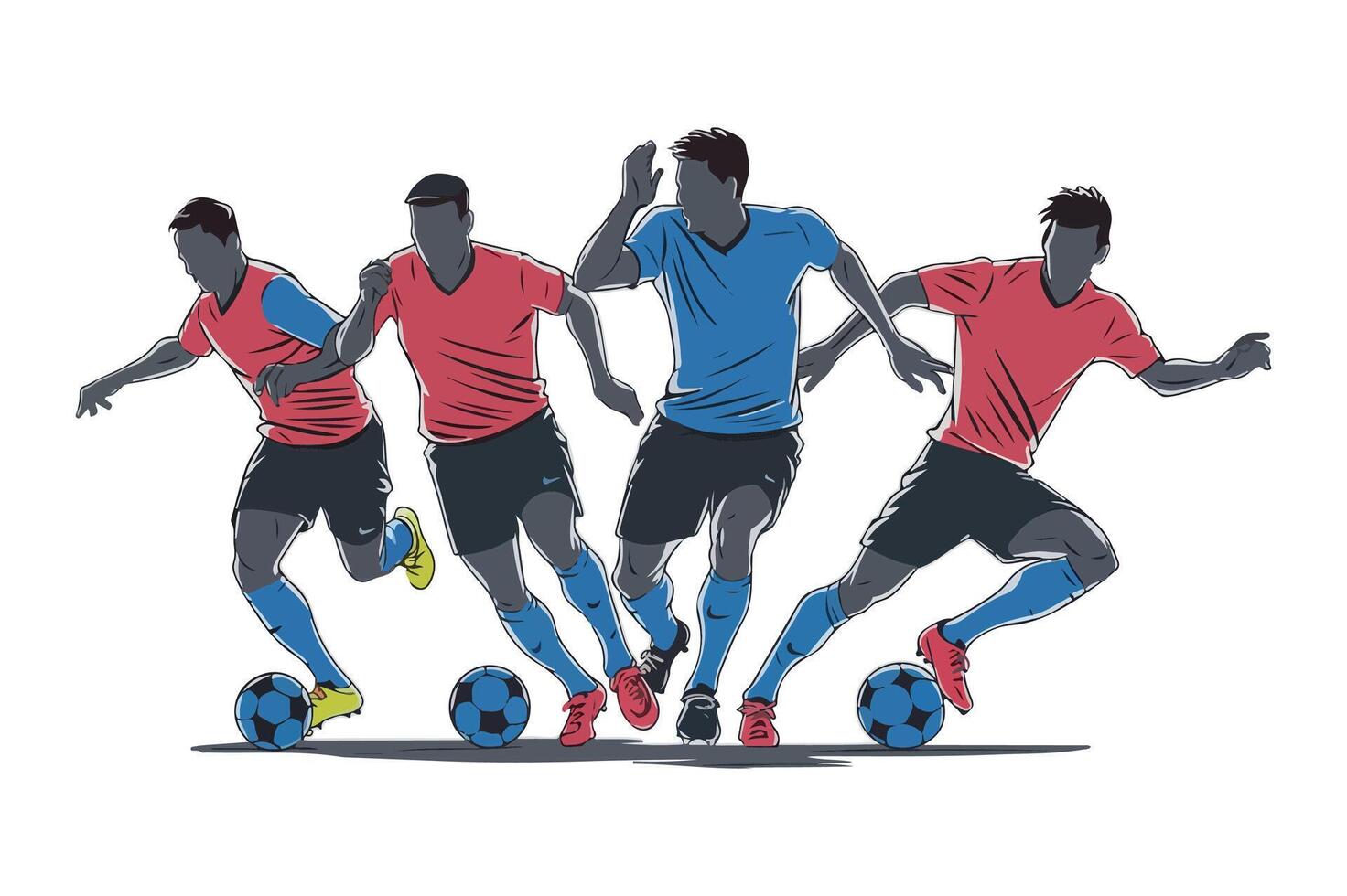 Soccer players in action vector