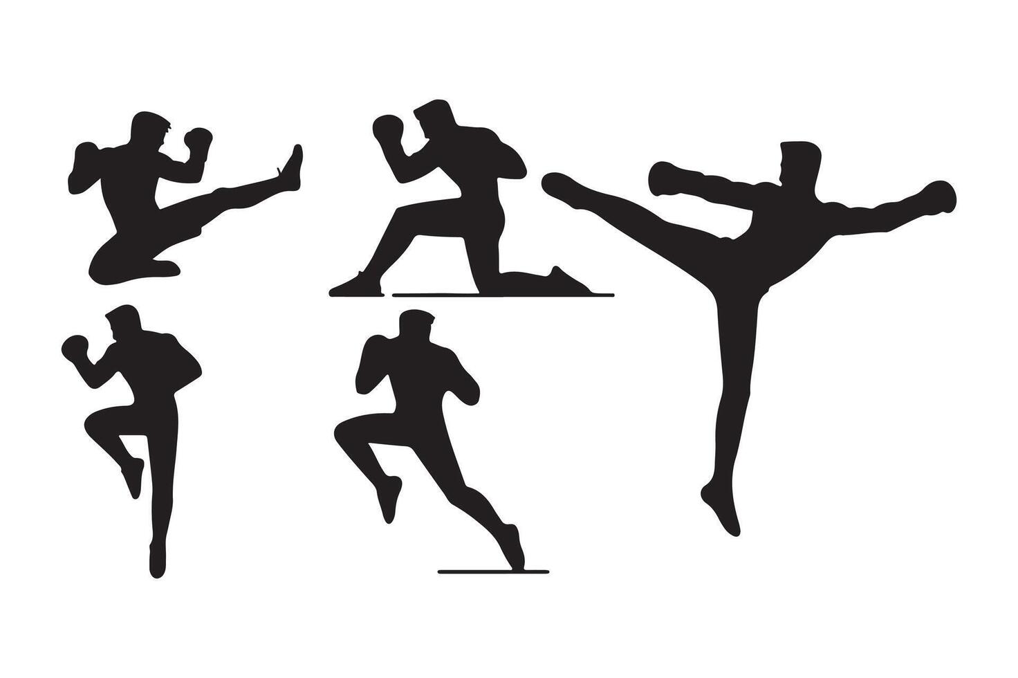 Silhouettes of a man doing various exercises vector