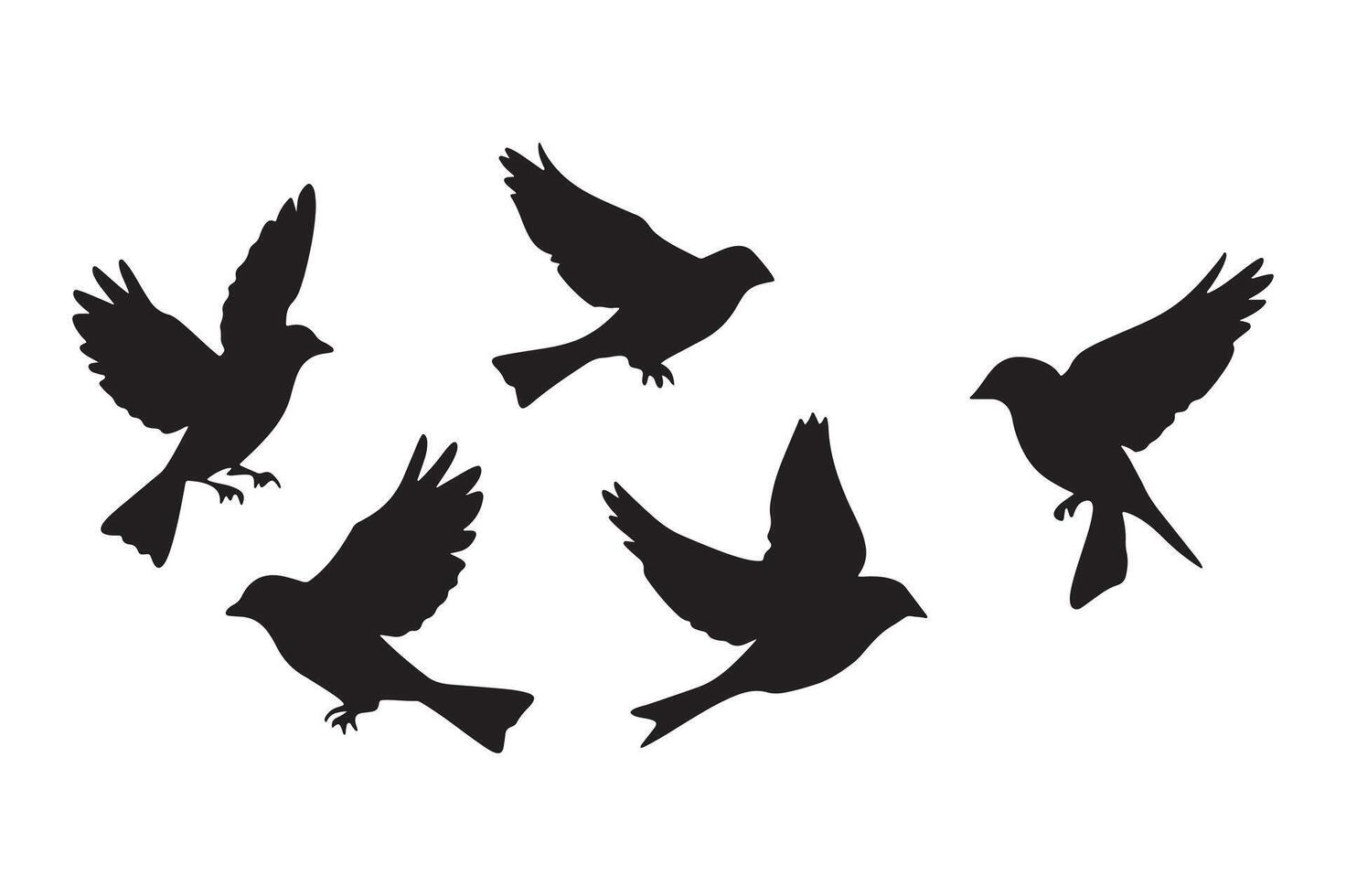 Birds flying in silhouette on white background vector