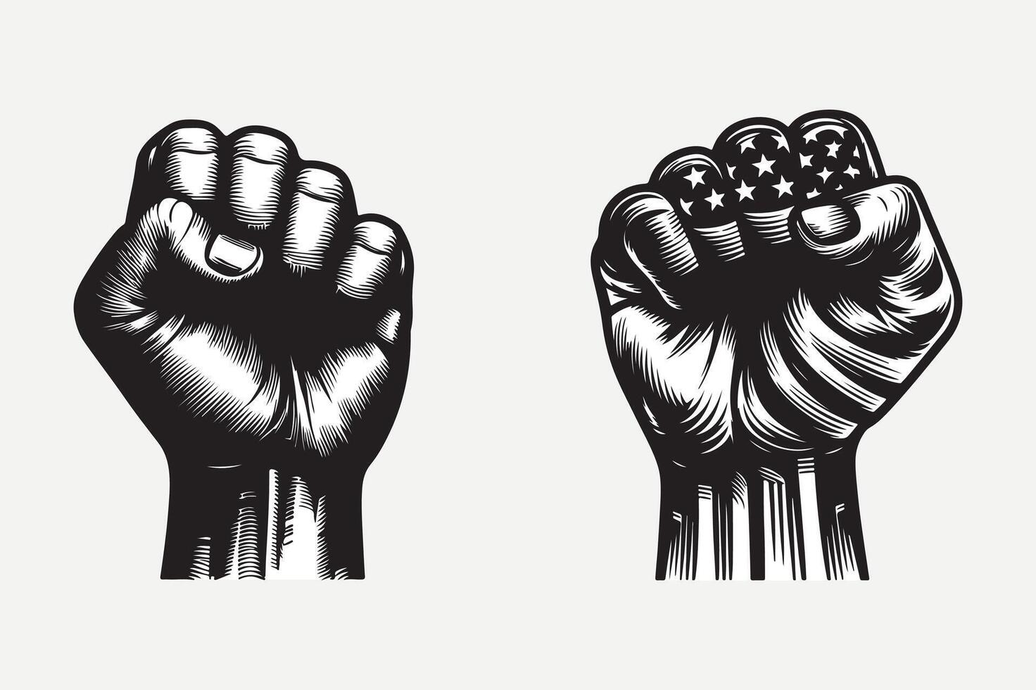 Two fists with the american flag on them vector