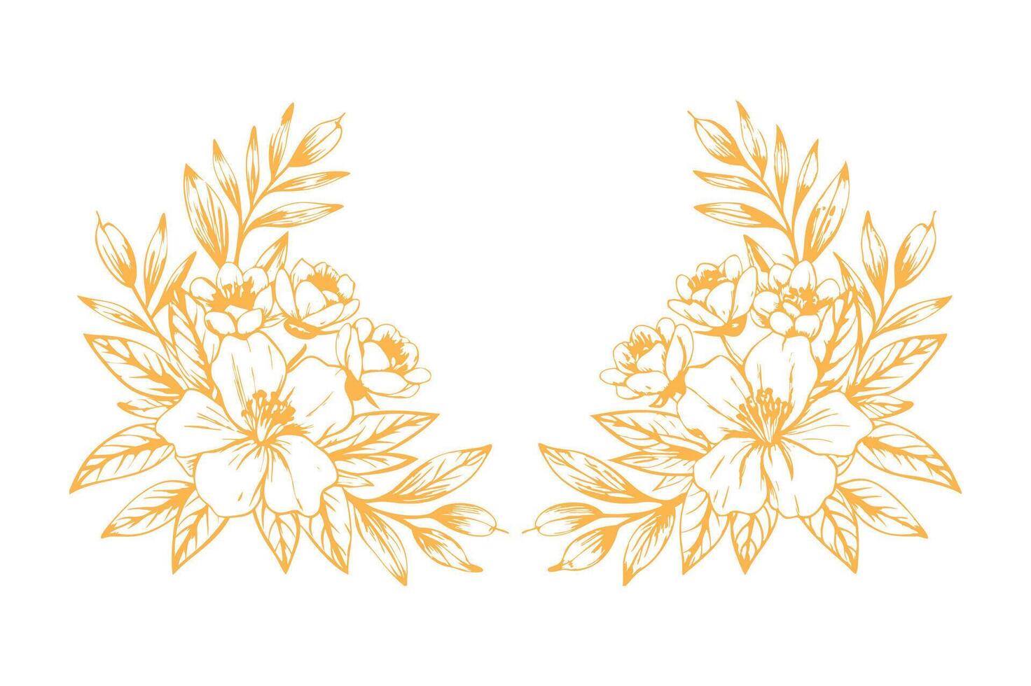 Two flowers in a wreath on a white background vector