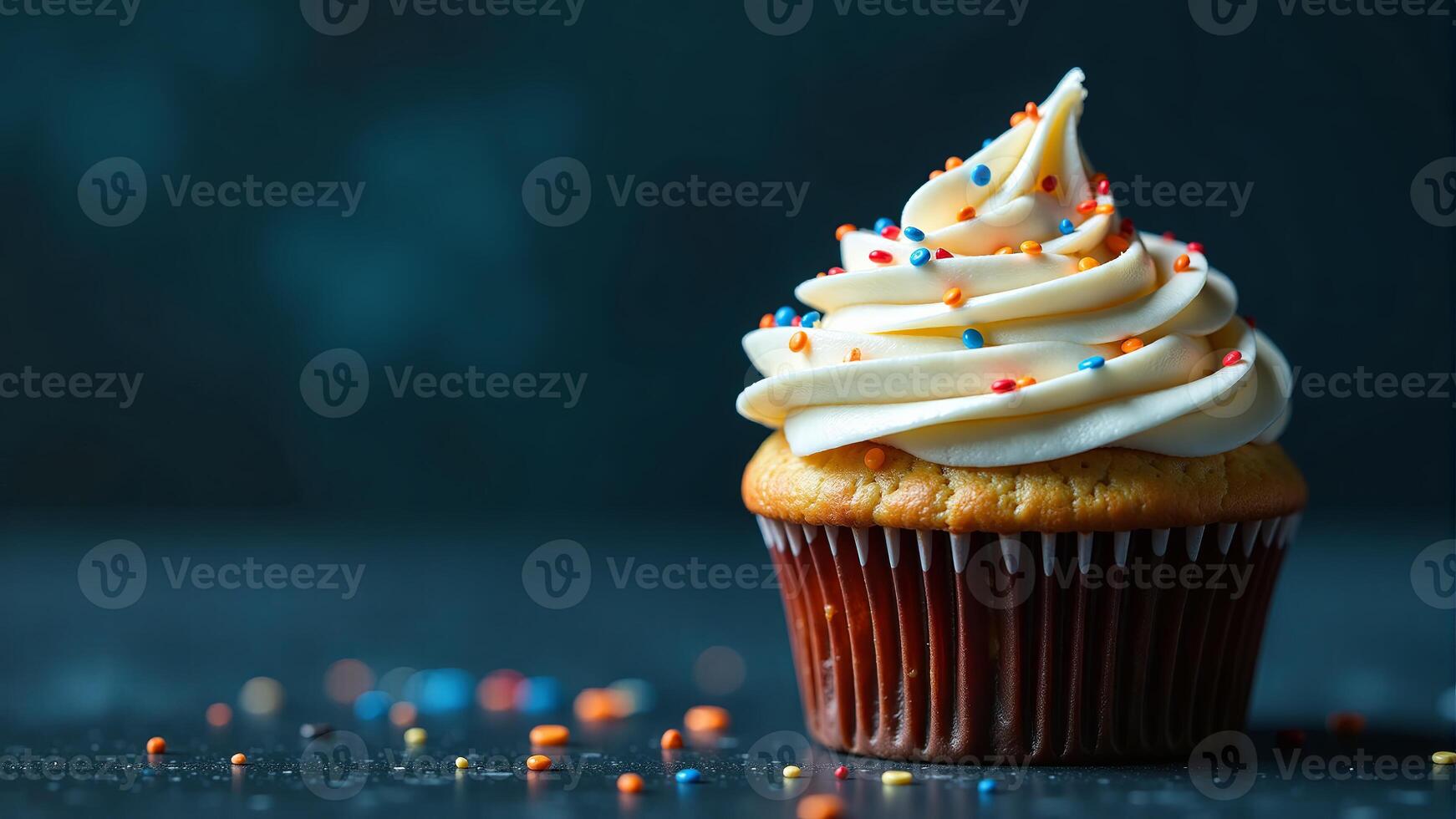 Delicious Cupcake With Sprinkles- Studio Shot photo