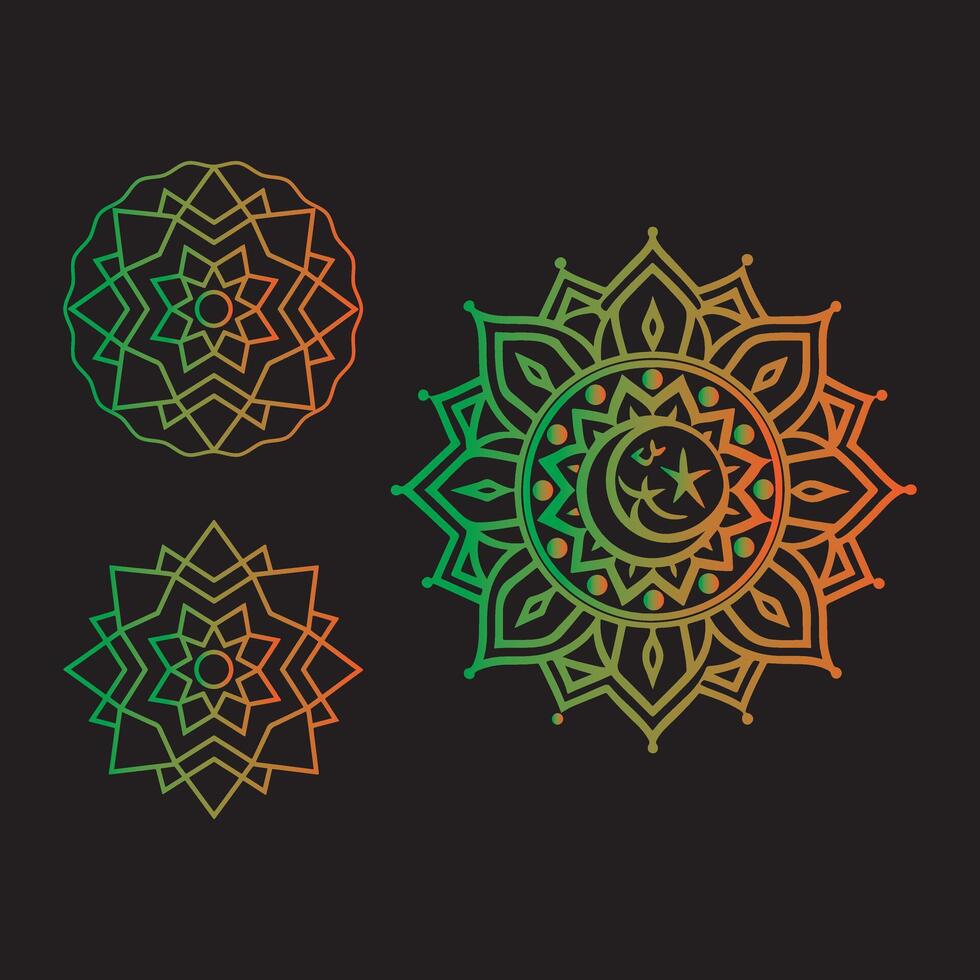Three different colored mandal designs vector