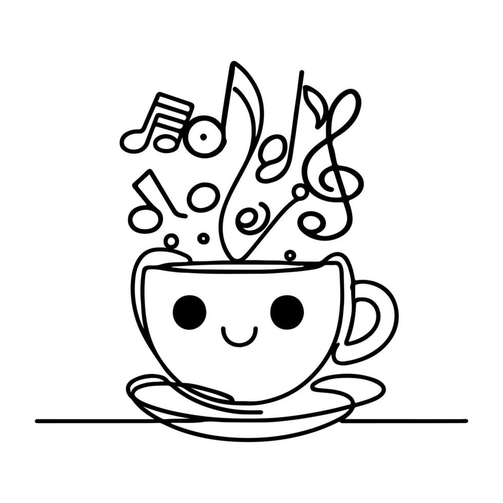 Coffee cup with music notes illustration vector