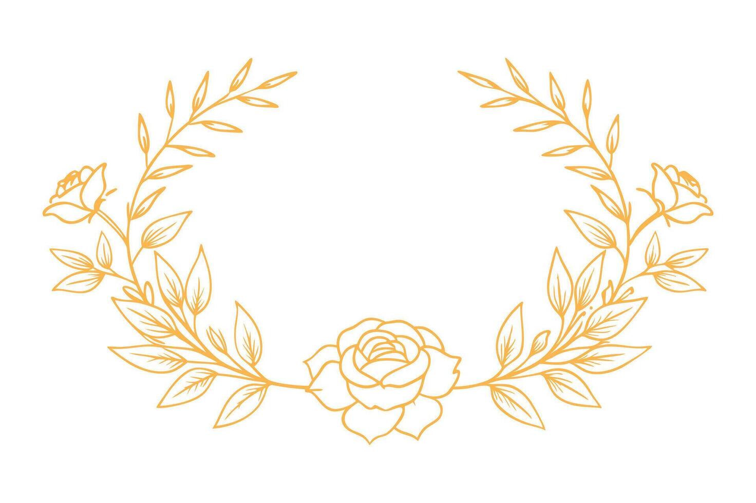 A rose wreath with leaves and flowers vector