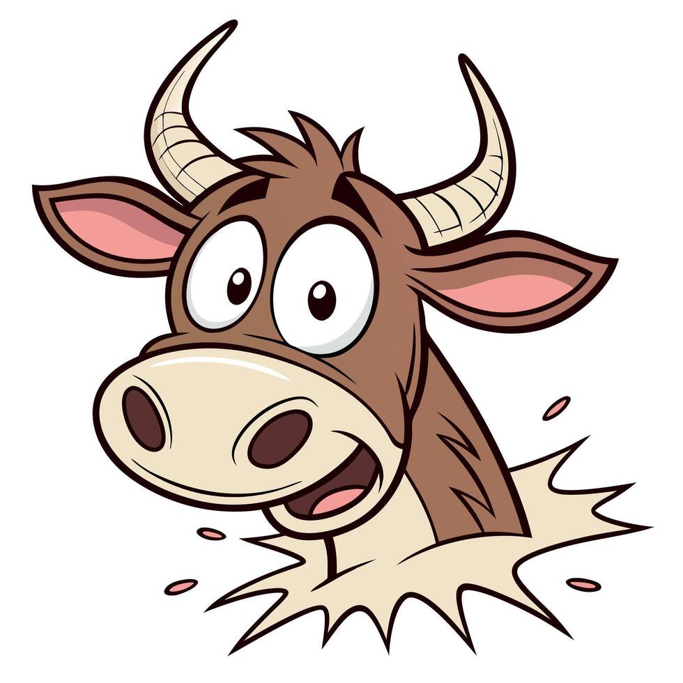 A cartoon cow with horns and a big mouth vector