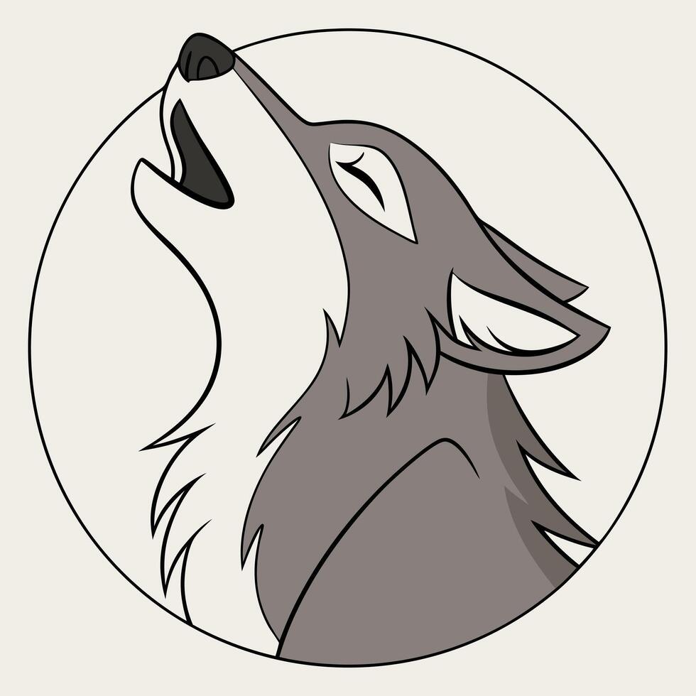A wolf howling in a circle with a white background vector