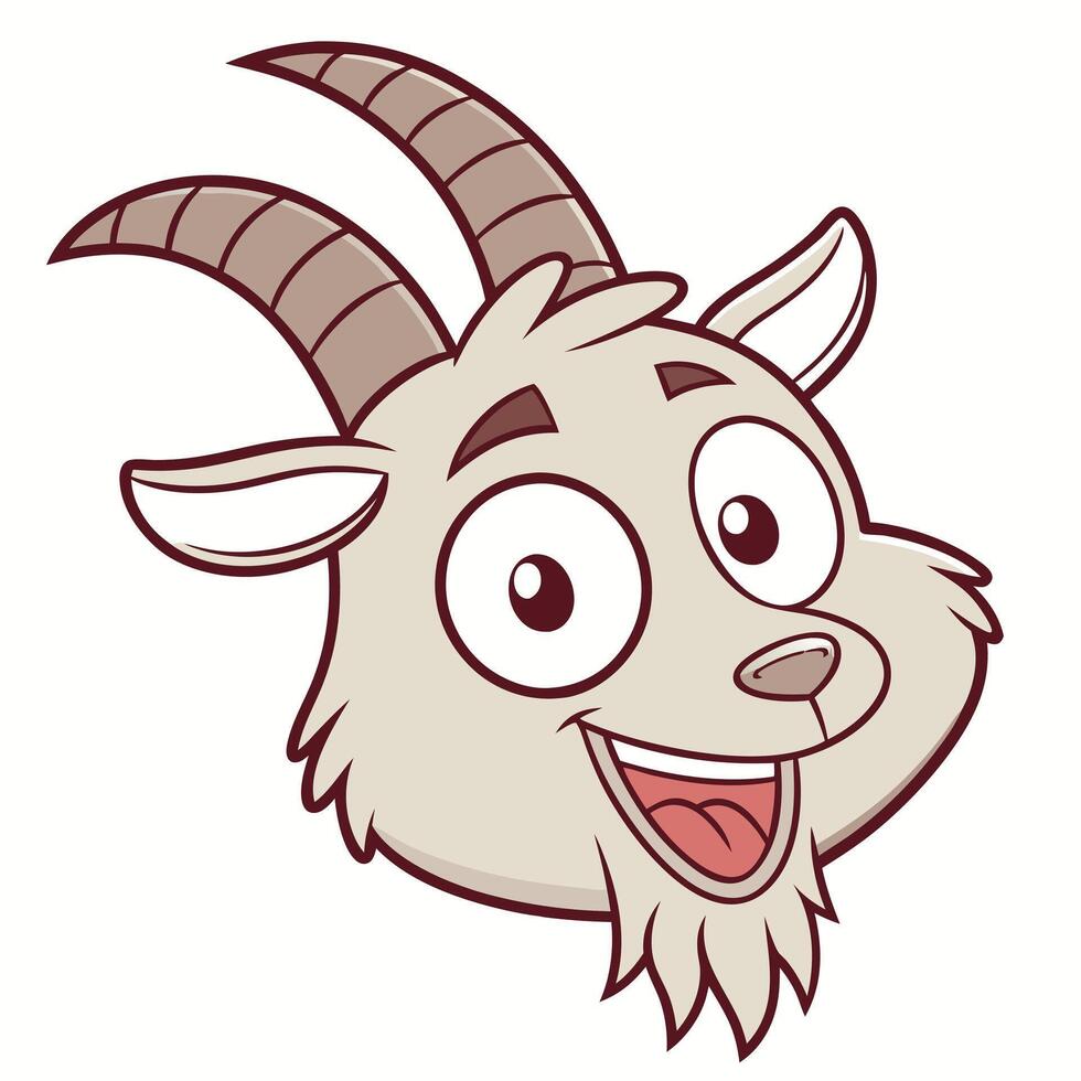 Goat head cartoon character illustration vector