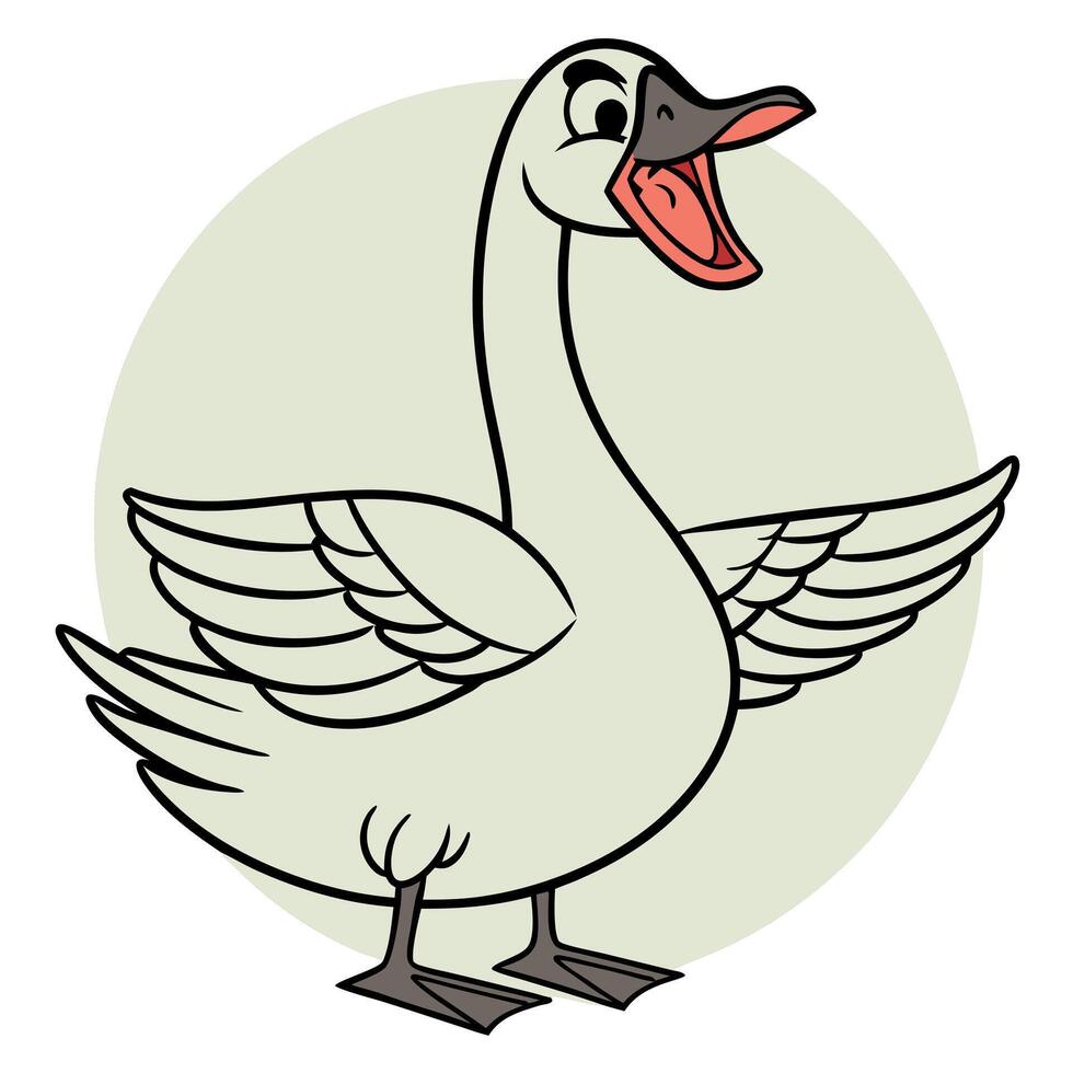 Cartoon white swan vector