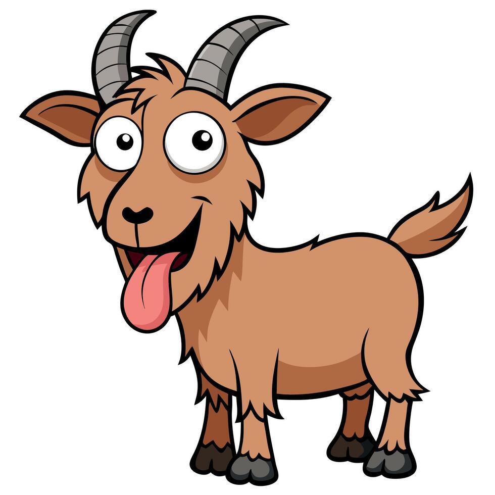 Cartoon goat with tongue out vector