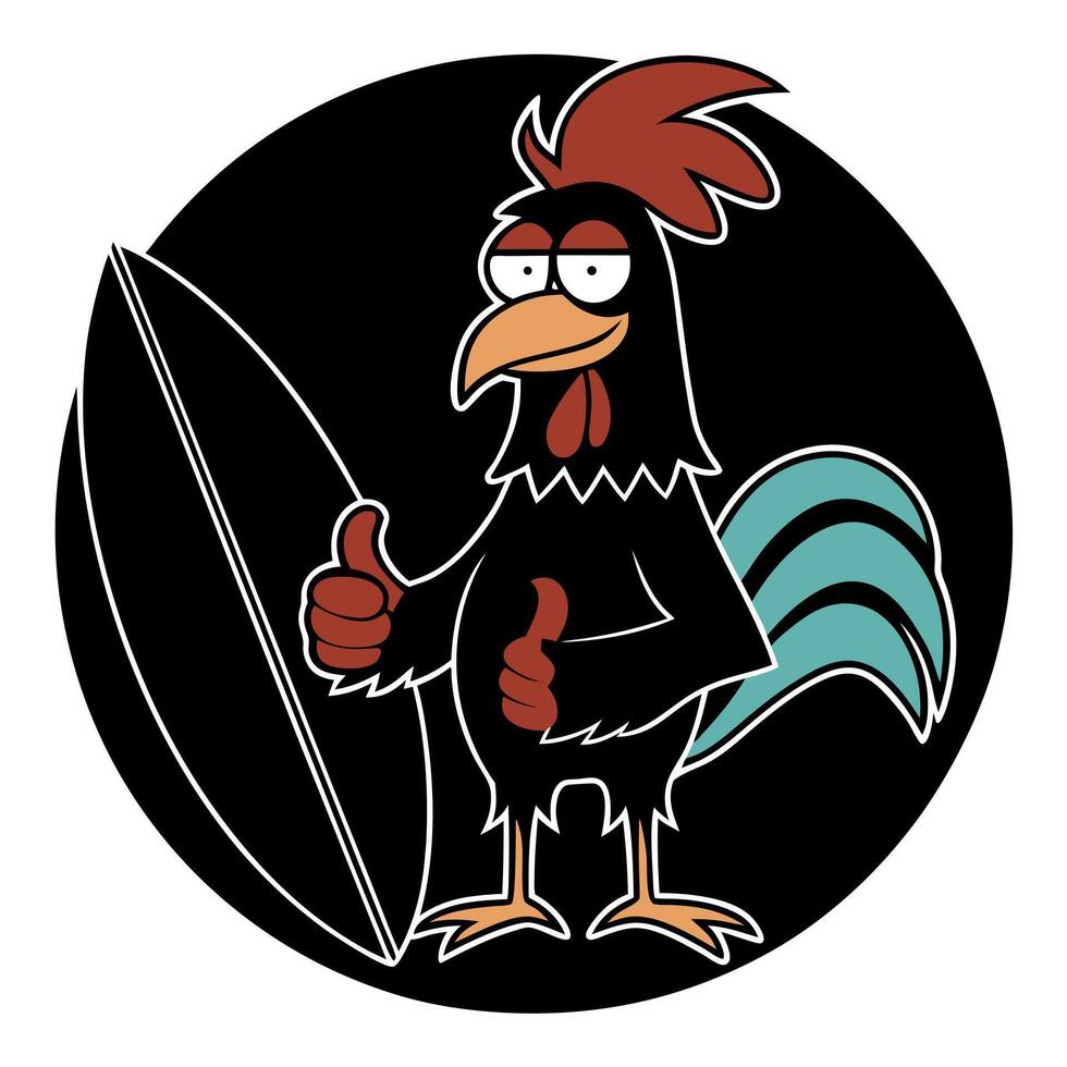 Rooster with surfboard vector