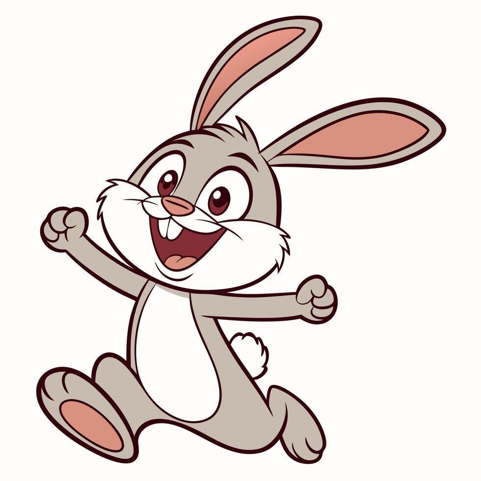 Cartoon rabbit running and jumping vector