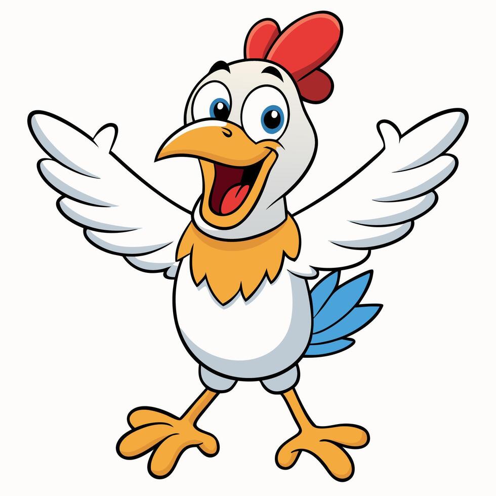 Cartoon chicken with wings spread out illustration vector