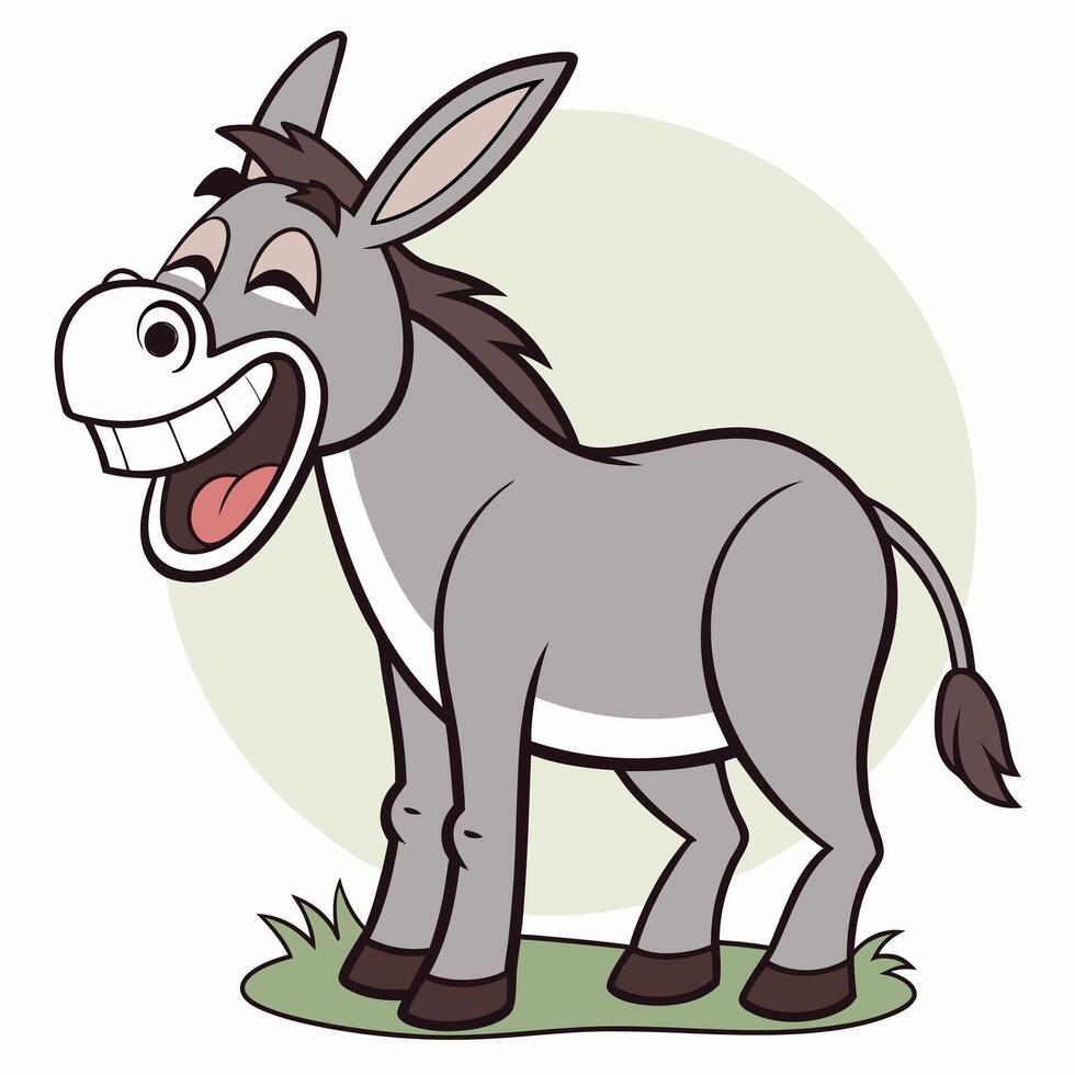A cartoon donkey laughing and smiling vector