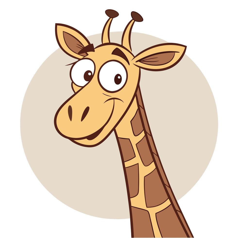 Cartoon giraffe with big eyes and long neck vector