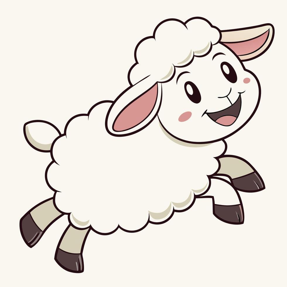 A cartoon sheep is running and smiling vector