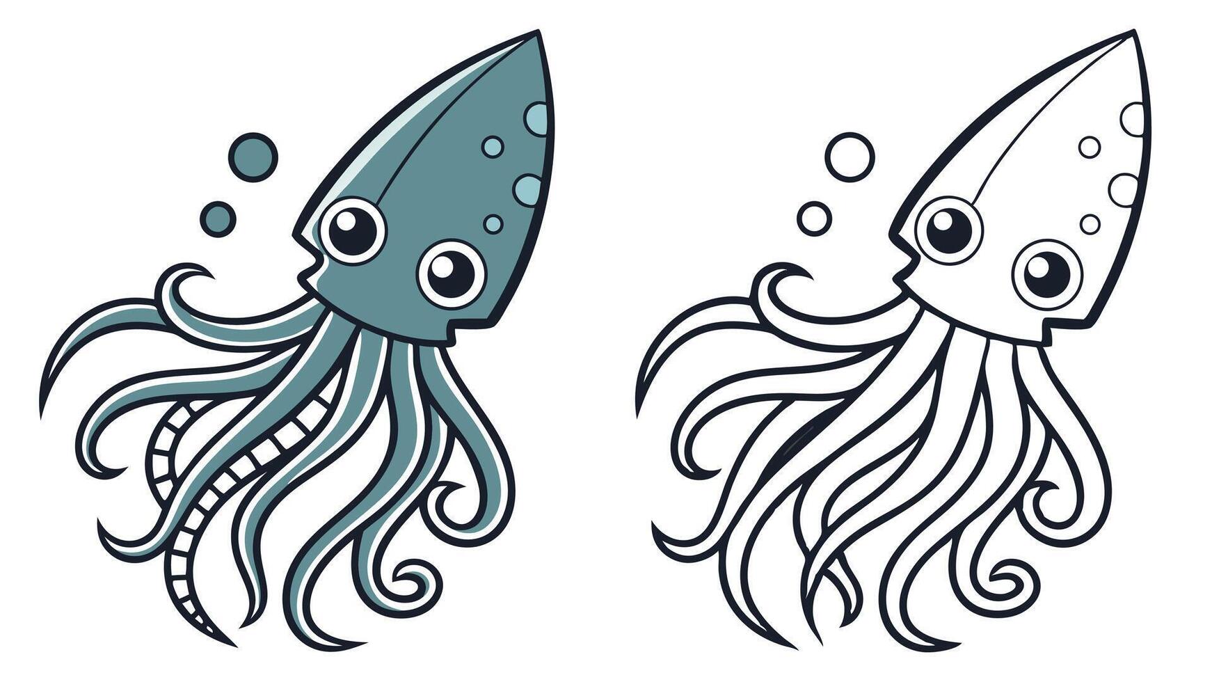 Cartoon squid illustration vector