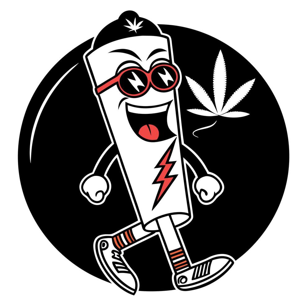 A cartoon marijuana character running with a marijuana leaf vector