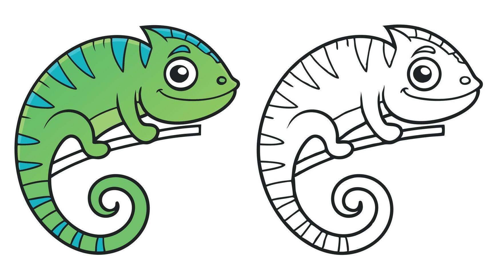 Chameleon coloring pages for kids vector