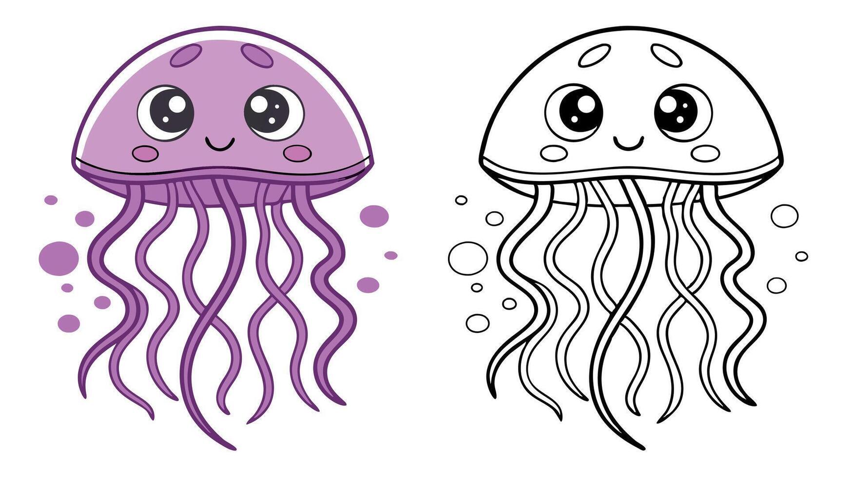 Jellyfish coloring pages for kids vector