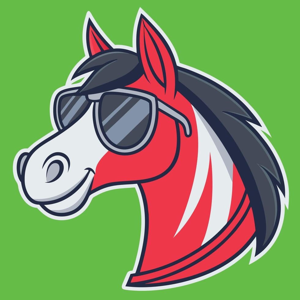A horse wearing sunglasses on its head vector