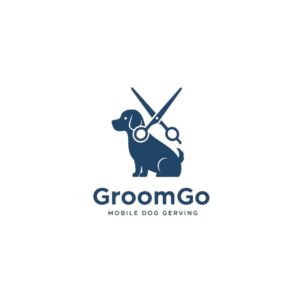 Groomgo mobile dog grooming service logo vector