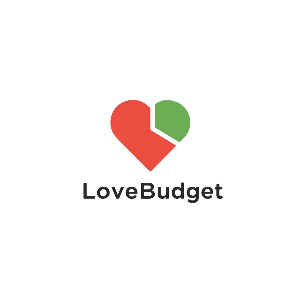 Love budget logo with heart and pie chart vector