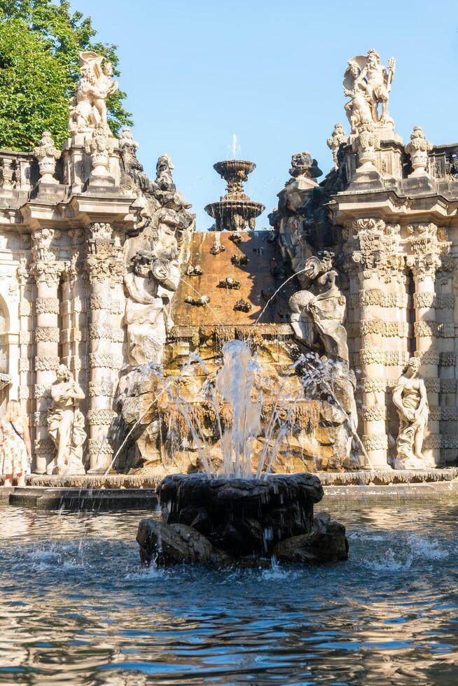 Dresden, Germany-august 2022-view of fountaion inside the vast Zwinger complex, photo