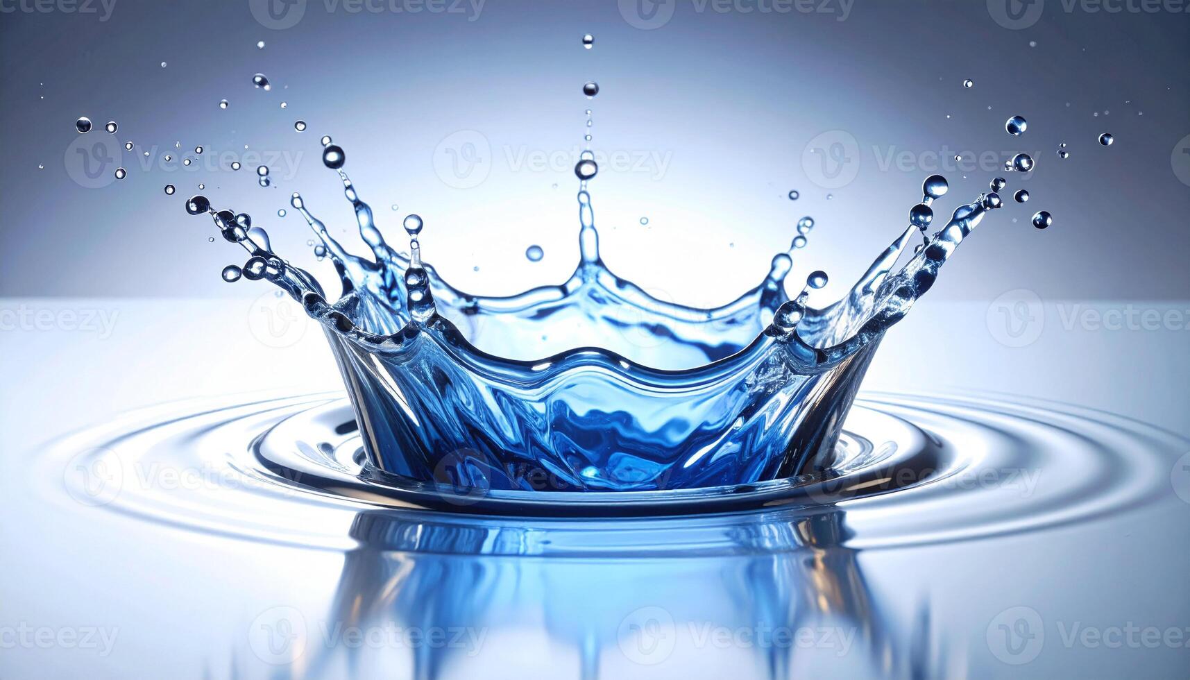 Water splash with blue liquid on a blue background photo