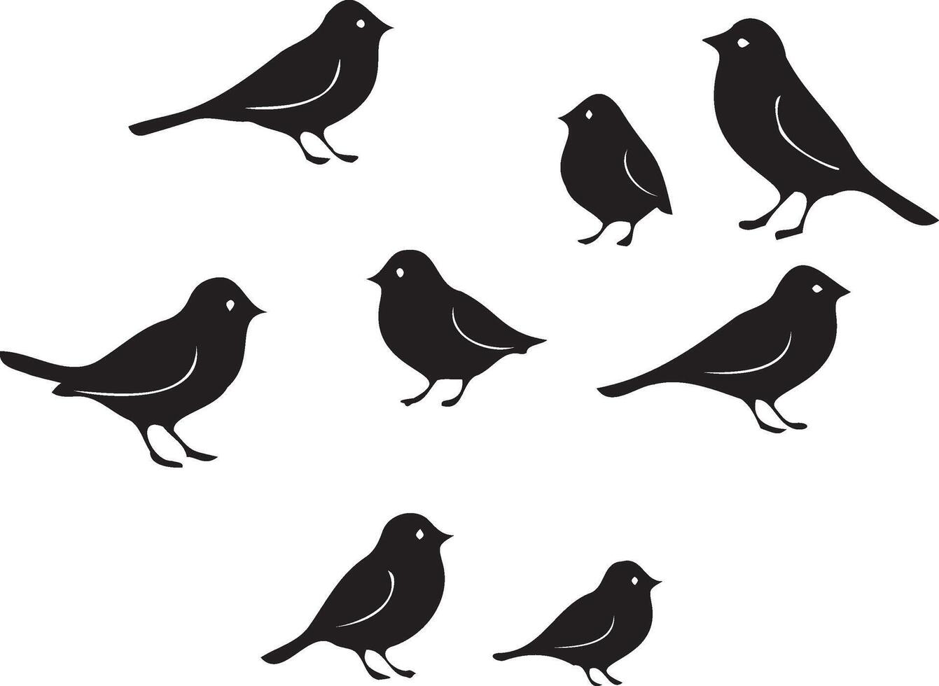 Black birds set silhouette vector
