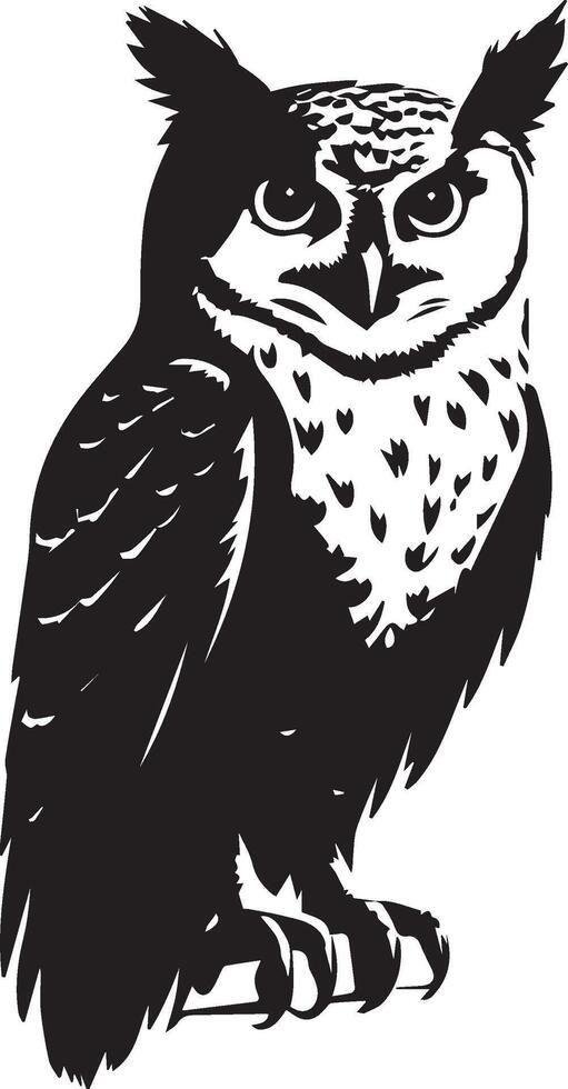 Owl silhouette black and white icon isolated vector