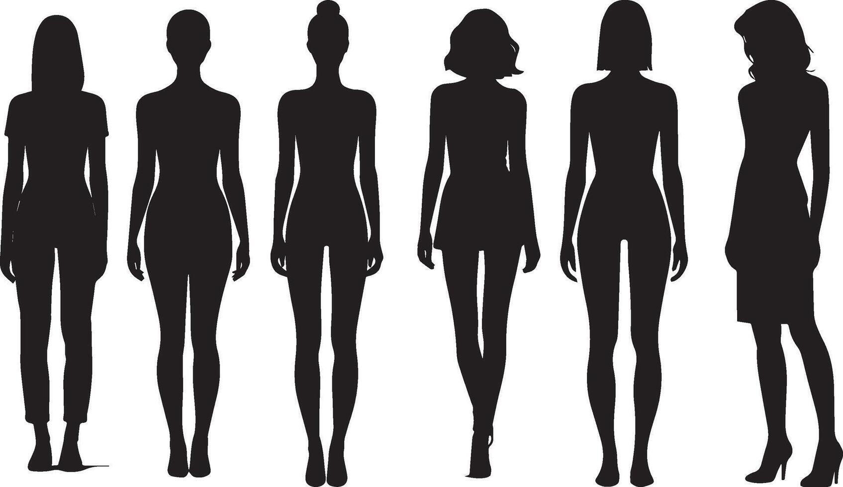 Female standing silhouette isolated graphic on white background vector