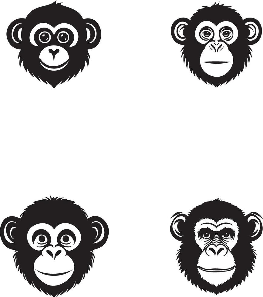 Monkey face logo isolated black and white background vector