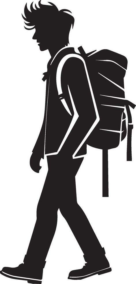 Silhouette of a person hitchhikig vector