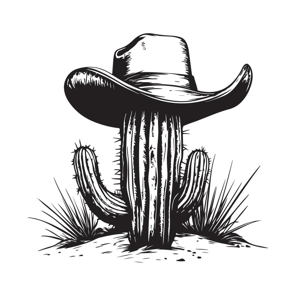 Cactus With Cowboy Hat Image isolated on white background vector