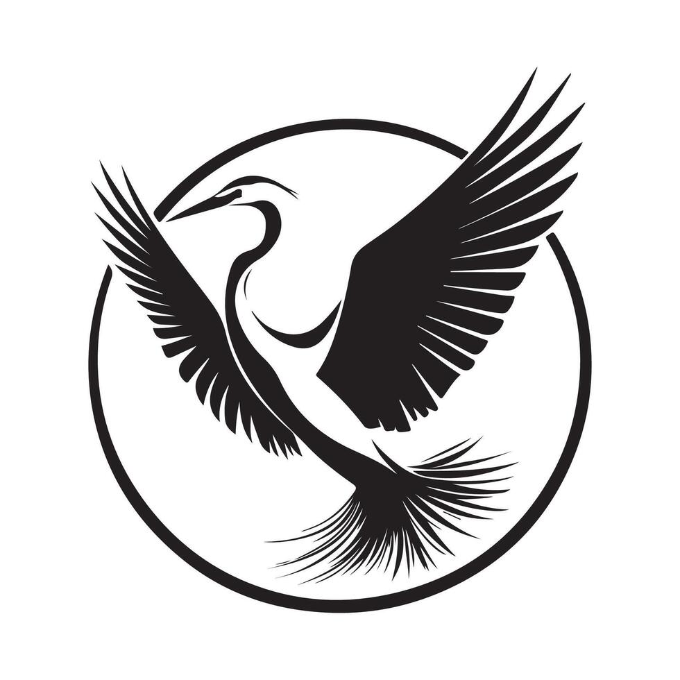 Heron Are Flying Silhouette Logo Art Illustration White Background vector
