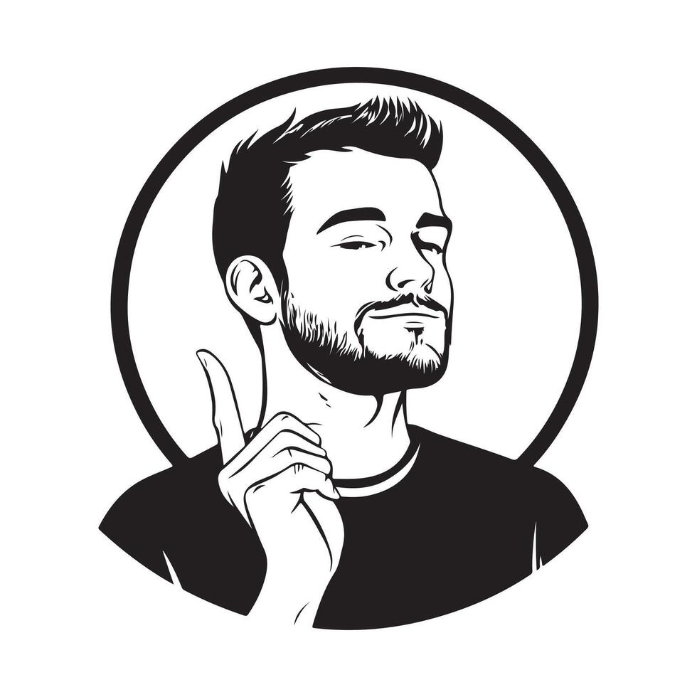 Happy man with number one hand gesture on isolated background vector
