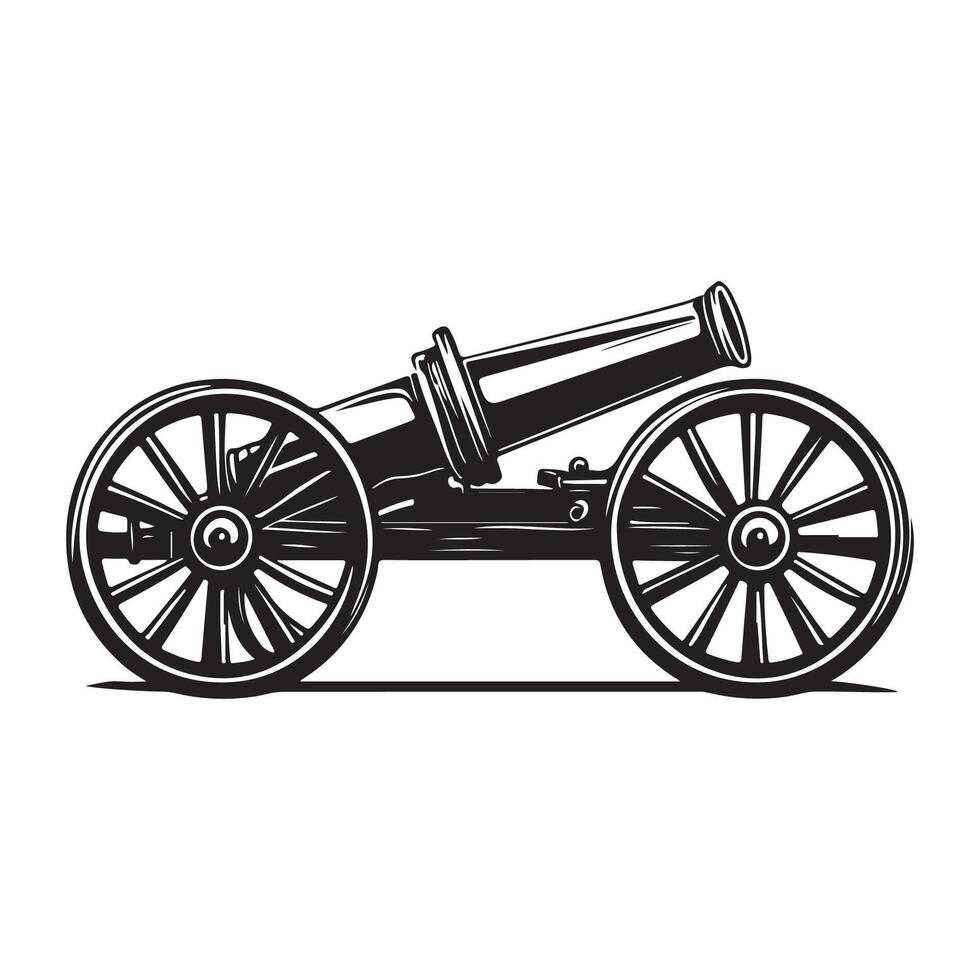 Old ancient cannon isolated on white background vector
