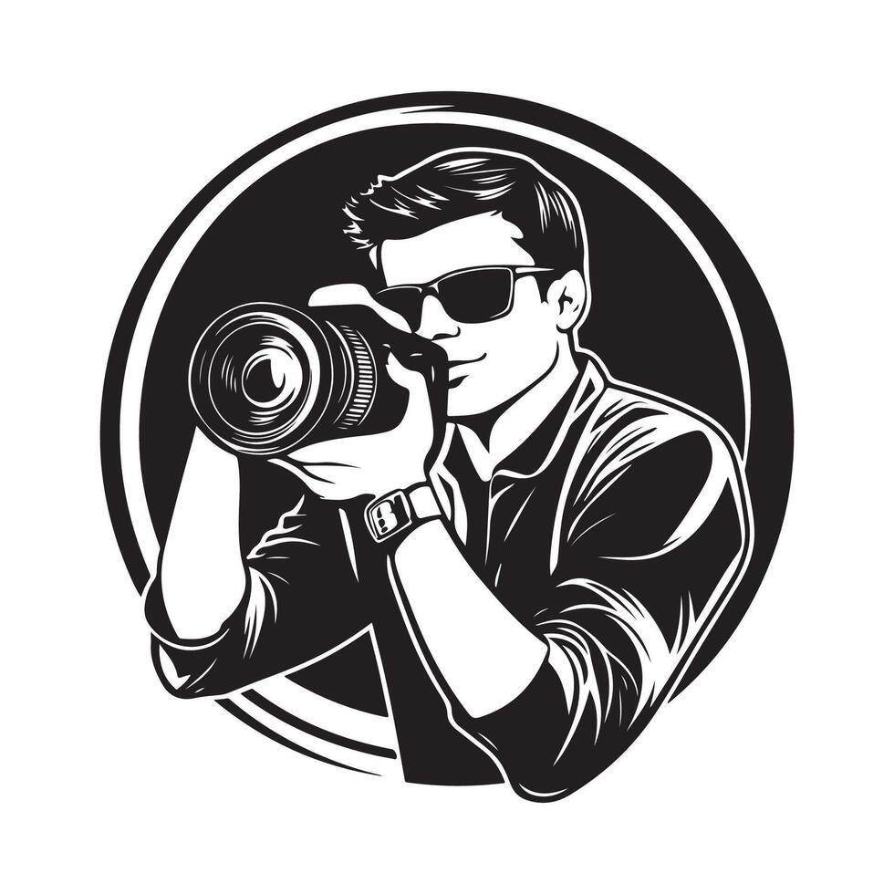 Handsome Photographer Image isolated on white background. vector