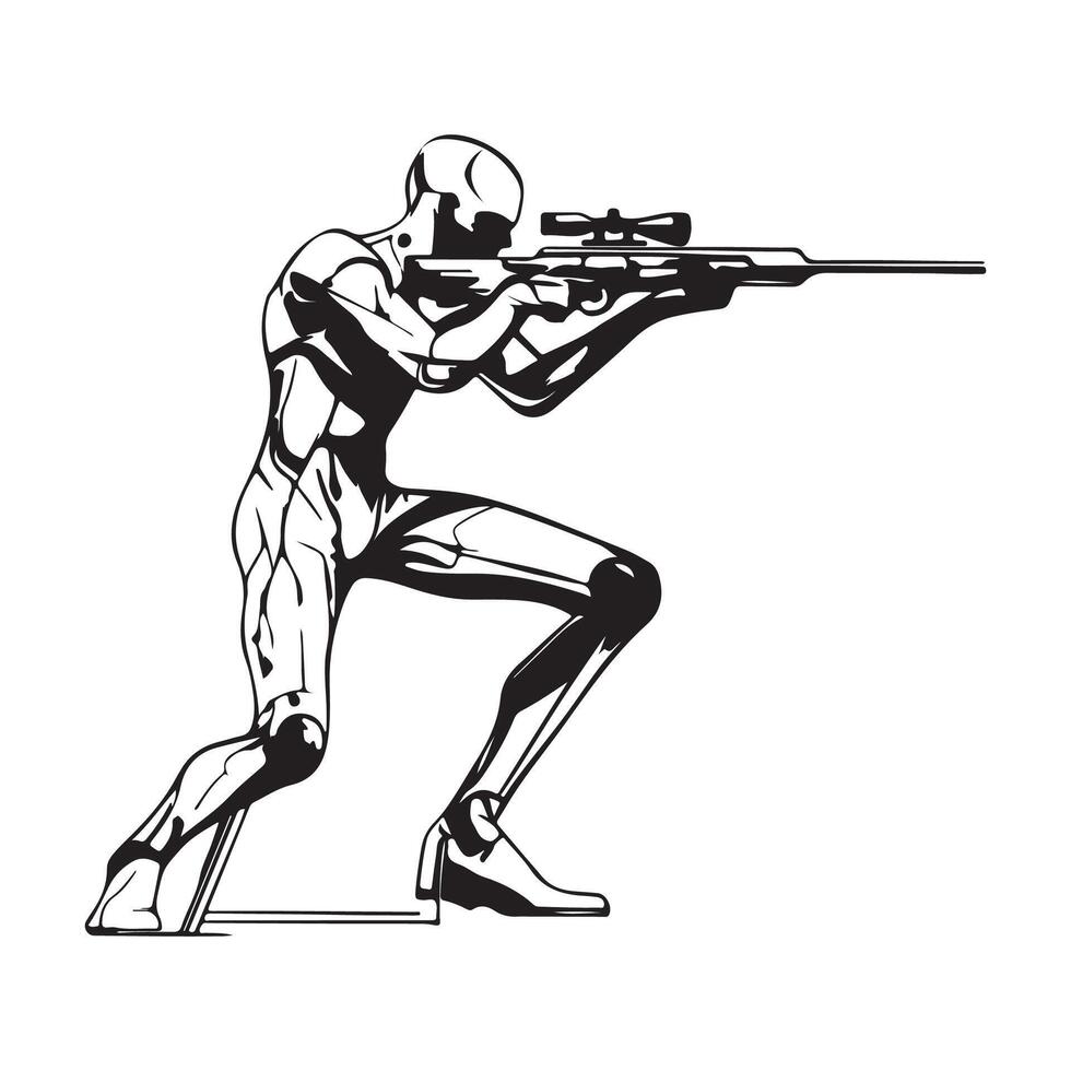 Robot Holding A Gun Image isolated on white background. vector