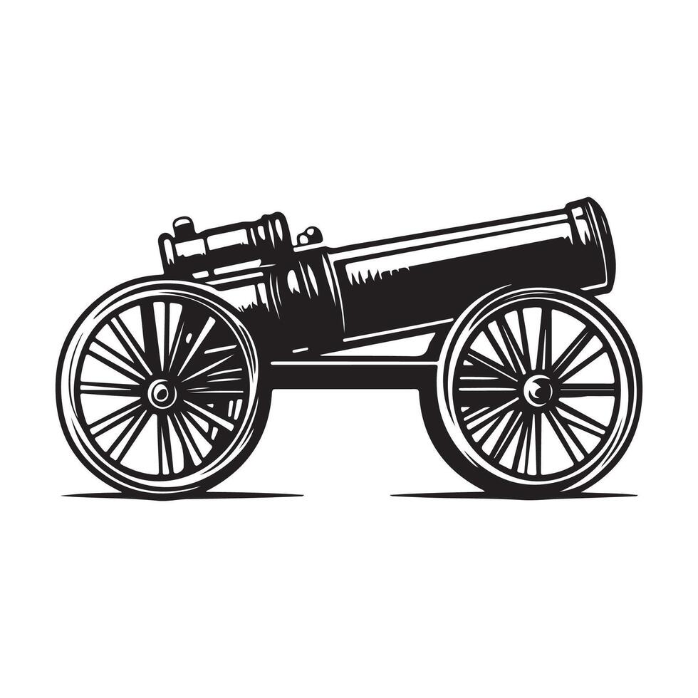 Model Of Ancient Cannon Stock Image isolated on white background. vector