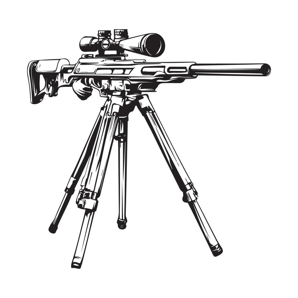 Air Rifle with Tripod for Shooting Sports Equipment Image Isolated on White Background vector