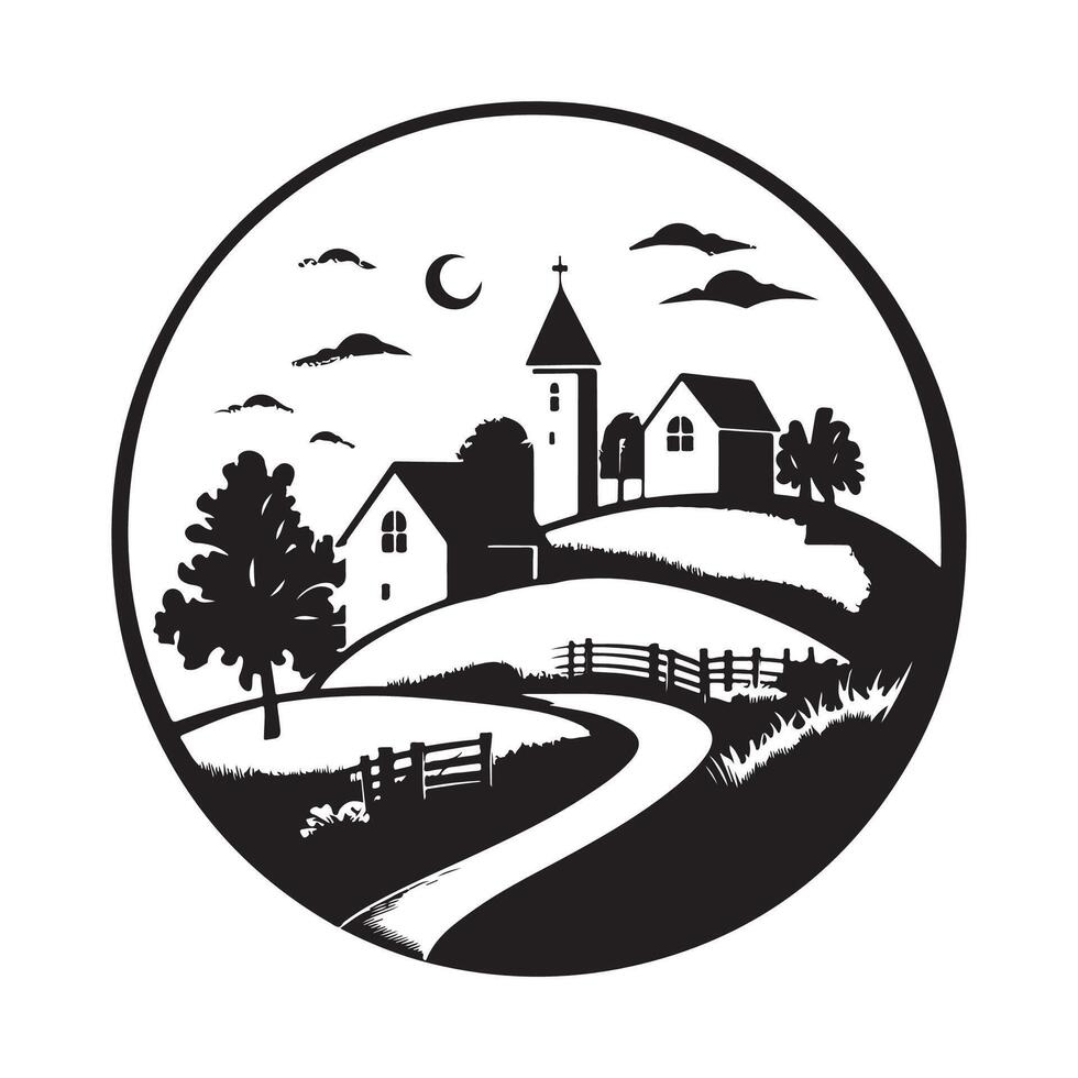 Houses in the village silhouette logo design on white background vector