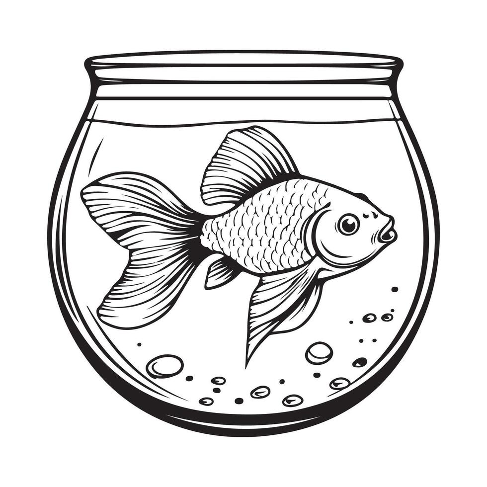 Goldfish in aquarium water pot image isolated on white background vector
